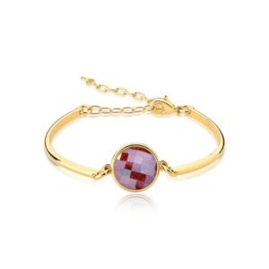 Pulseira Facetada Perolada Folheado a Ouro com Pedra do Sol Perolada - pulseira com pedra do sol perolada