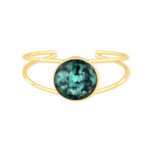 Bracelete Eterna Folheado a Ouro com Esmeralda - pulseira com esmeralda