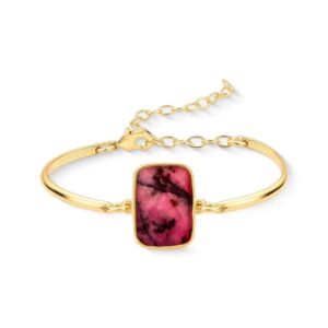 Pulseira Radiante Folheado a Ouro com Opala do Mar Retangular Facetada - modelo usando a peça