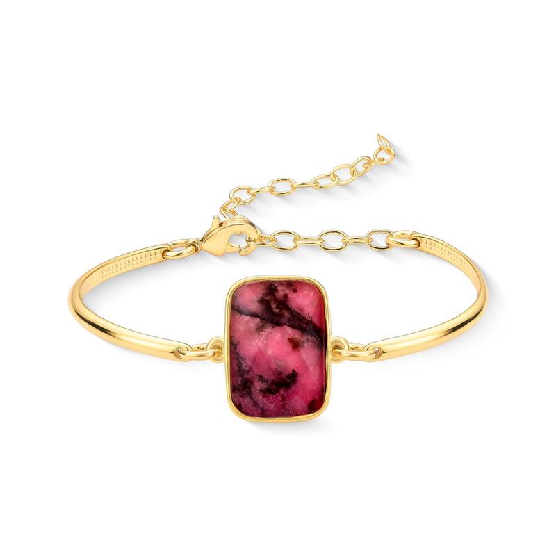 Pulseira Radiante Folheado a Ouro com Opala do Mar Retangular Facetada - modelo usando a peça