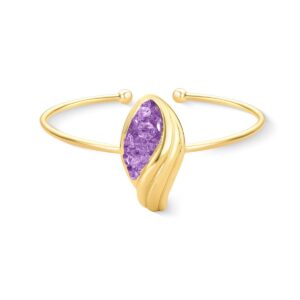 Bracelete Folha Florir Folheado a Ouro com Ametista