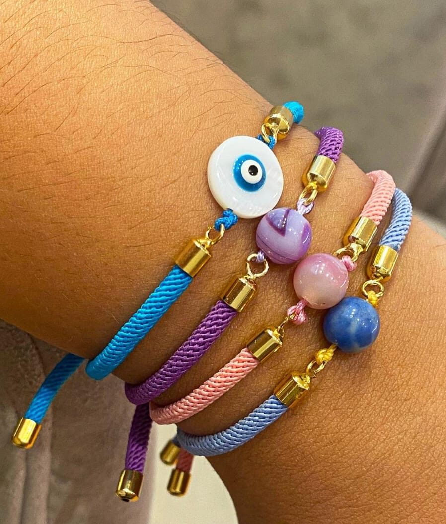 Pulseira Single Ajustável com Pedra Natural