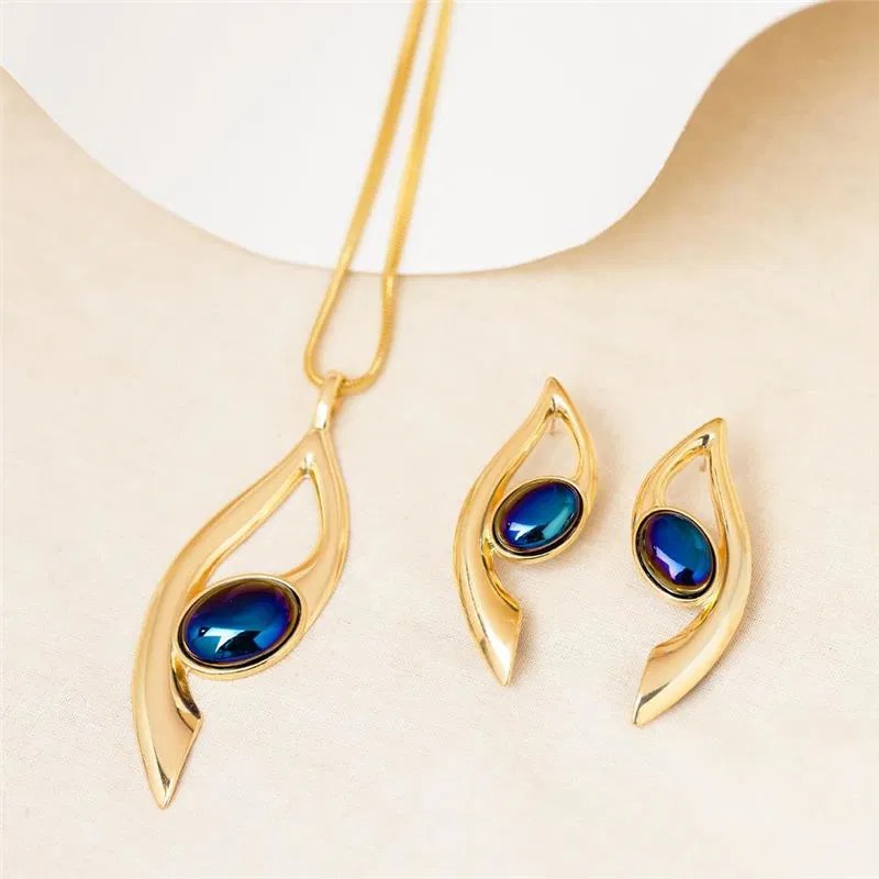 Conjunto Coleção Movimento com Pedra Oval Design Moderno - Imagem 2