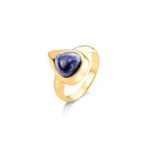 Anel de Sodalita Gota 8,65 mm Folheado a Ouro