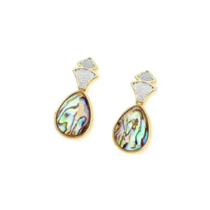 Brinco Gota Concha Abalone Folheado a Ouro