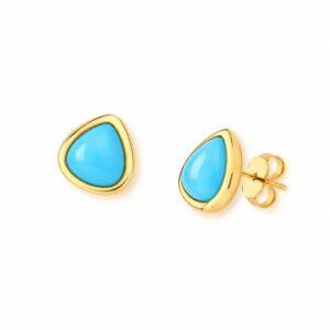 Brinco Gota Folheado a Ouro com Ágata Azul Céu