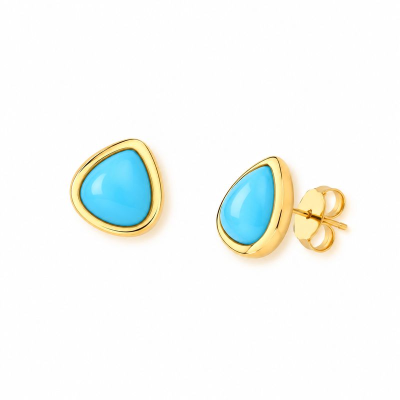 Brinco Gota Folheado a Ouro com Ágata Azul Céu