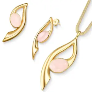 Conjunto Coleção Movimento com Pedra Oval Design Moderno
