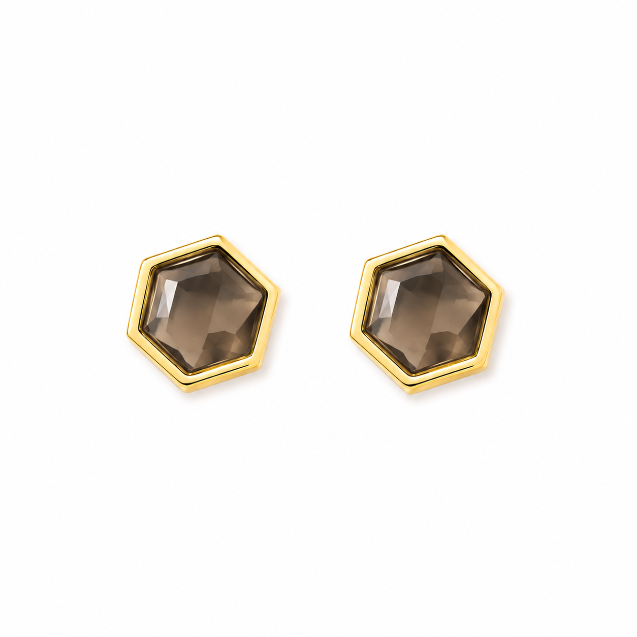 Brinco Mini Mix Folheado a Ouro com Obsidiana Fumê