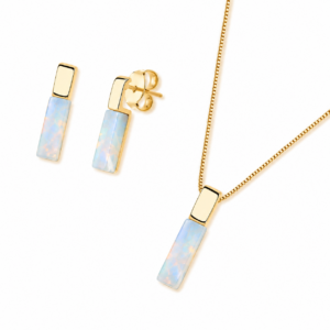 Conjunto Barra Folheado a Ouro com Opalina