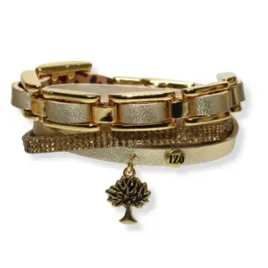 Pulseira Cartier Pingente em Couro Legítimo com Cristais e Árvore da Vida