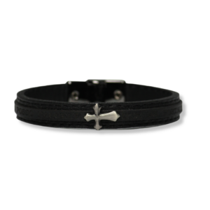 Pulseira Masculina de Couro Tudo Posso Preta