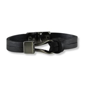 Pulseira Masculina de Couro Vivara Preta