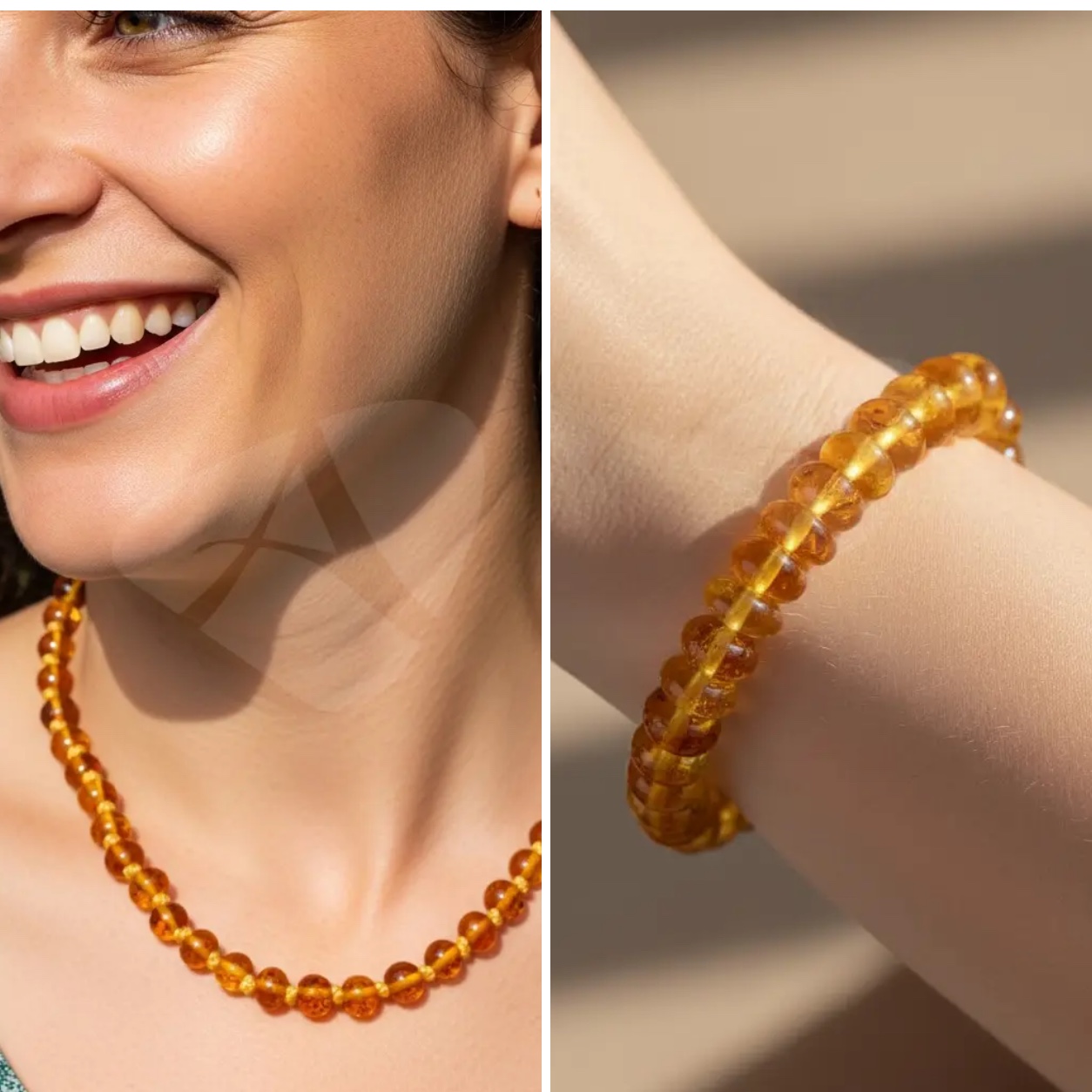 Kit Colar e Pulseira de Âmbar Adulto